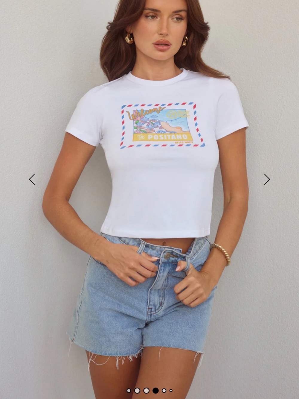 Hello Molly Baby Tee Postcard Positano Cotton Women’s Small